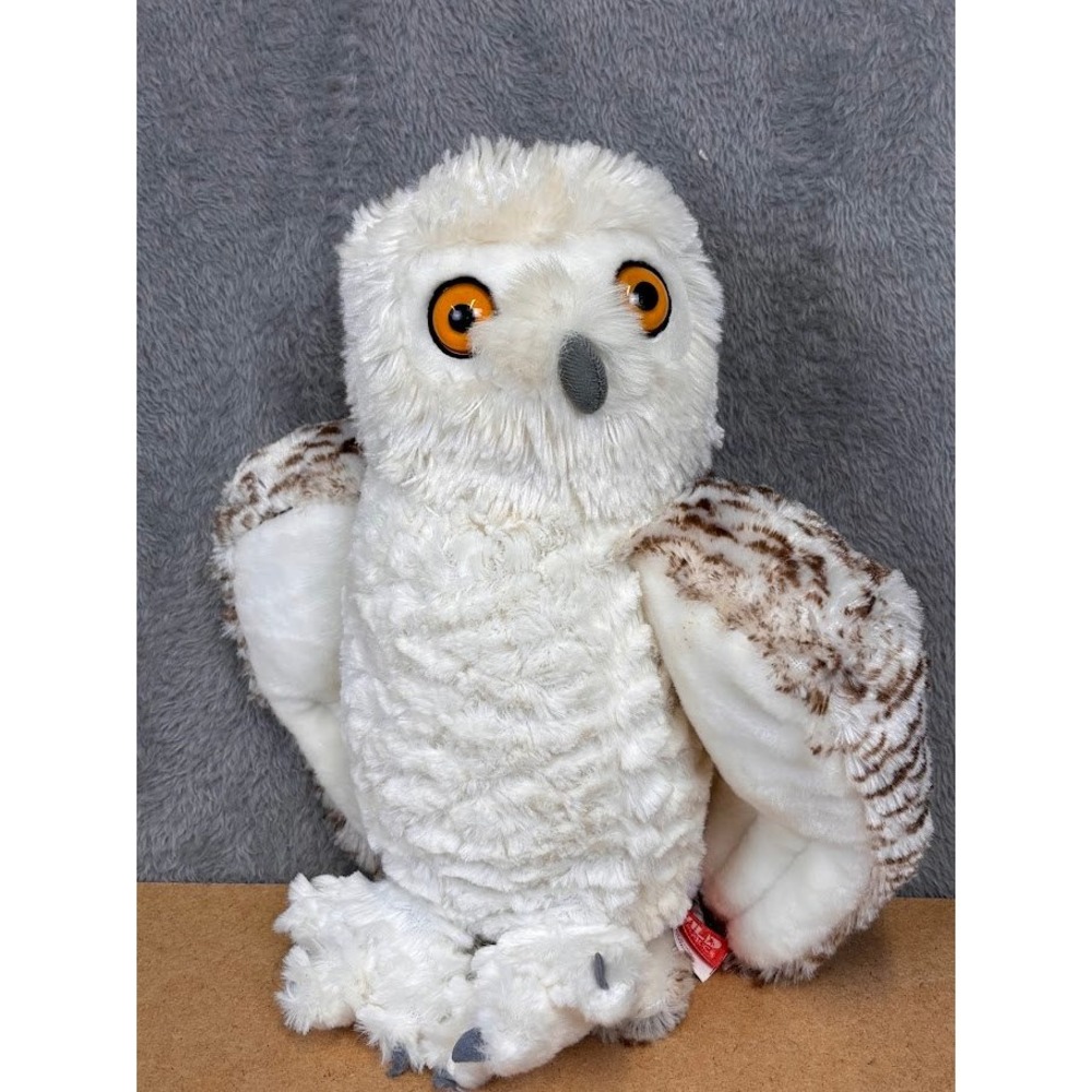 Wild Republic Snowy Owl Plush 12" Realistic Stuffed Animal White Brown 2018 A1